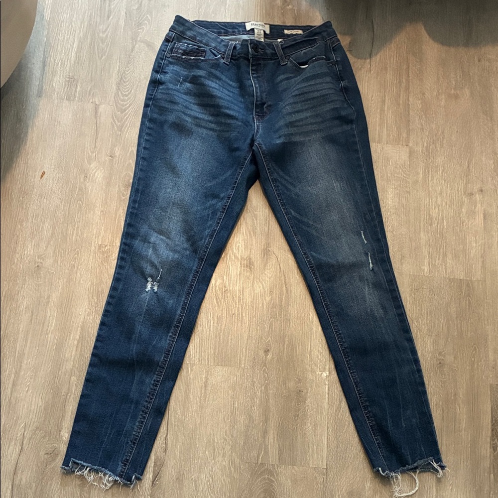 Kenneth Cole Dark Blue Skinny Jeans with Frayed Hem